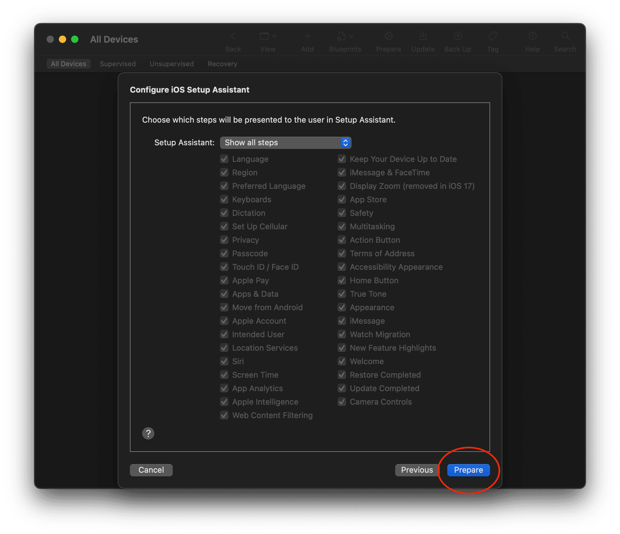 Create a new organization identity in Apple Configurator