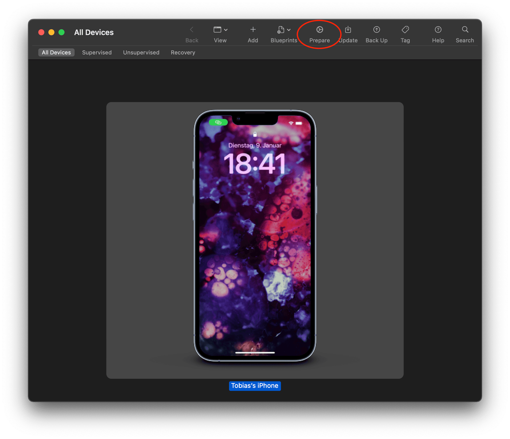 Prepare a device in Apple Configurator